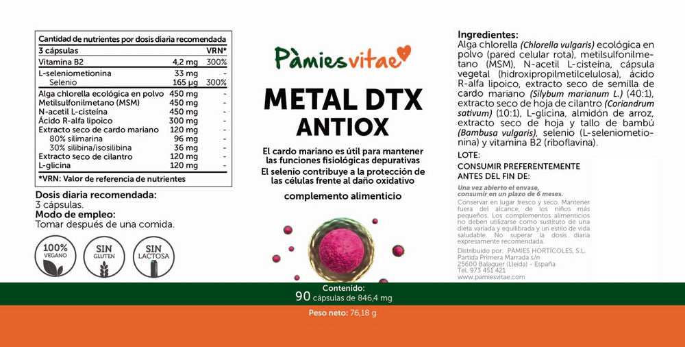 Metal DTX Antiox PV (90 càpsules)